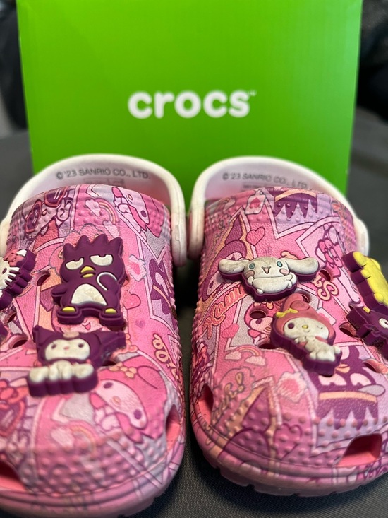 CROCS Other - CROCS Pink Sanrio Pattern Clogs with Character Jibanyan & Friends